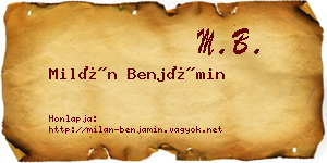 Milán Benjámin névjegykártya